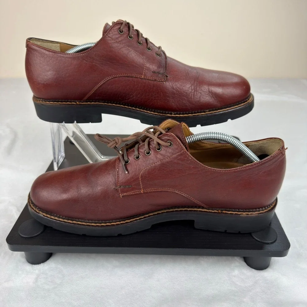 HS Trask & Co Mens 13 M Brown Leather Oxford Derby Shoes Made in Italy 1101